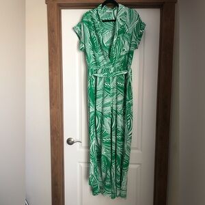 Green Leaf Print Pant Suit